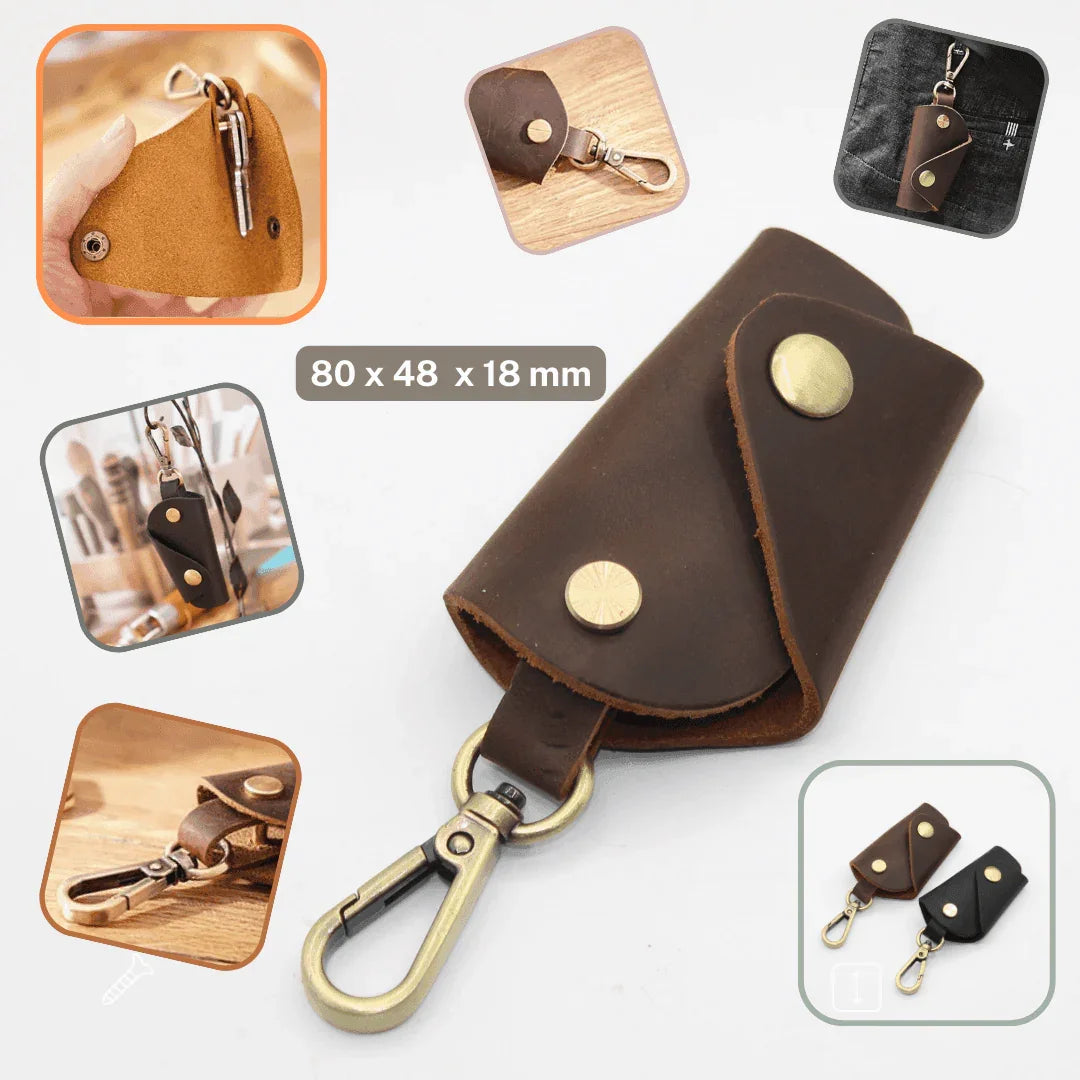 Deluxe Key Holder in Real Leather Black or Brown - ACCESSOIRES LEDUC BV