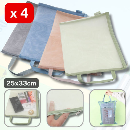 Set of 4 Deluxe Pouches with Zipper in Trasparent Fabric available in size A4, A5 or A6 - ACCESSOIRES LEDUC BV