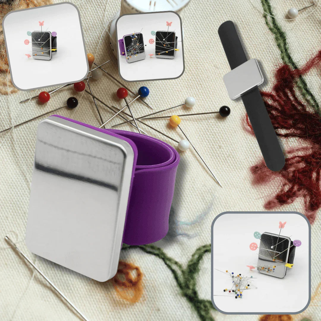 Multicolor Magnetic Bracelet, Sewing Pin Holder, Watchband Magnet, Pin Keeper, Wrist Pin Cushion, Sewing and Knitting Accessory - ACCESSOIRES LEDUC BV