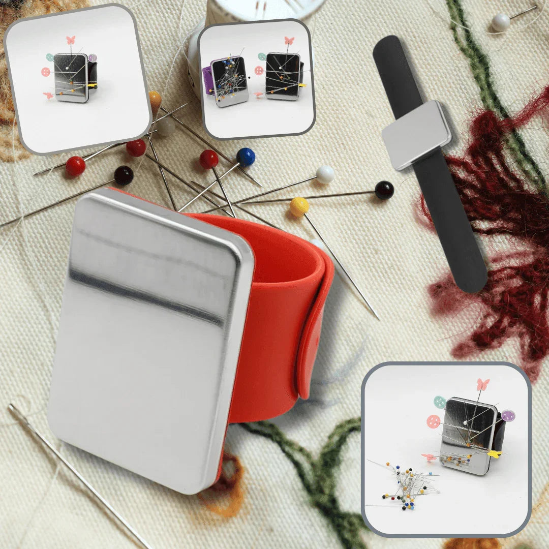 Multicolor Magnetic Bracelet, Sewing Pin Holder, Watchband Magnet, Pin Keeper, Wrist Pin Cushion, Sewing and Knitting Accessory - ACCESSOIRES LEDUC BV