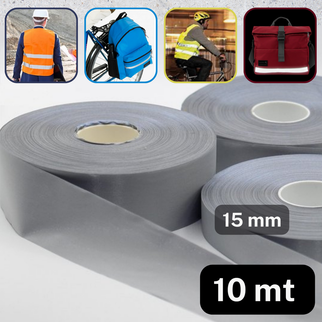 10 meter zelfreflecterende tape om op te naaien 15,20,25,40 of 50 mm