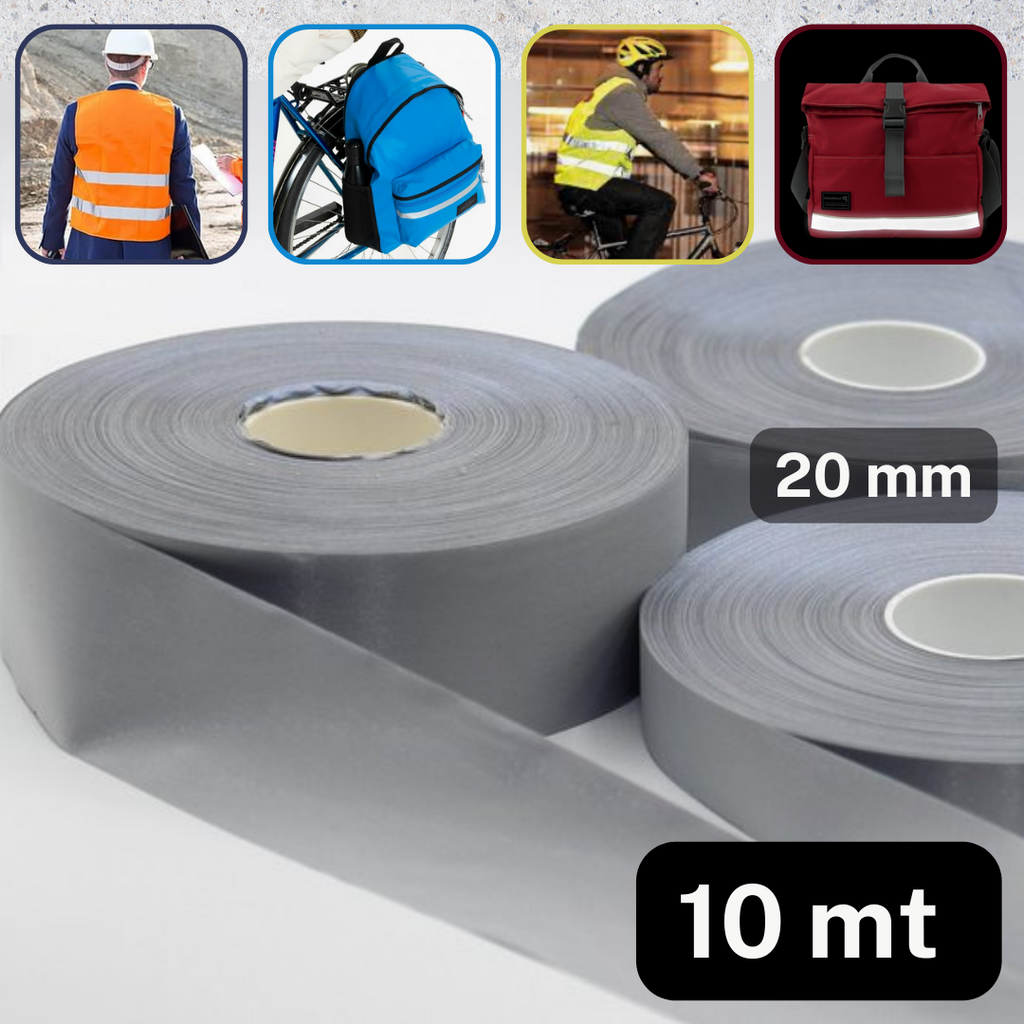 10 meters Self Reflective Tape to Sew-on 15,20,25,40 or 50mm