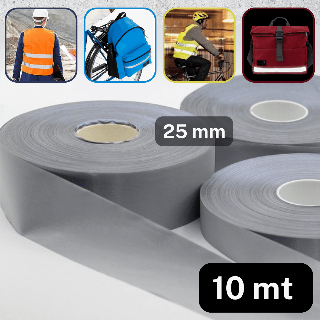 10 meters Self Reflective Tape to Sew-on 15,20,25,40 or 50mm - ACCESSOIRES LEDUC BV