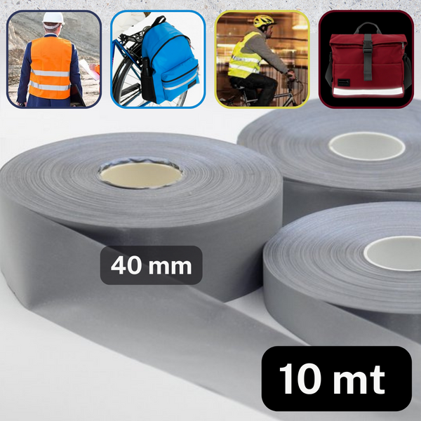 10 meter zelfreflecterende tape om op te naaien 15,20,25,40 of 50 mm