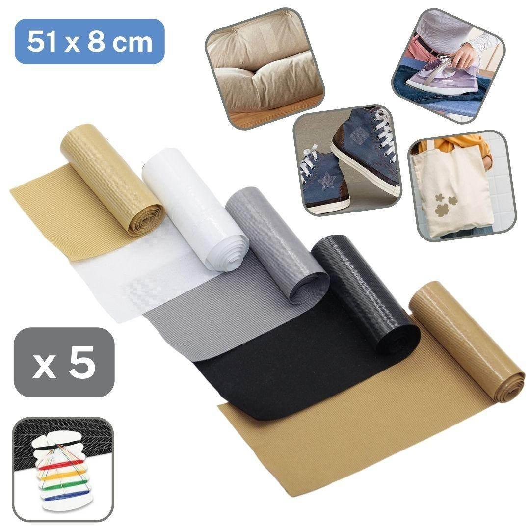 Set of 5 rolls of Iron on Denim or Fabric Repair Patch Rolls 5 COLOURS - 2 Options - ACCESSOIRES LEDUC BV