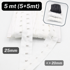 5 meters Cotton Hook and Eye Tape, 25mm wide, Space between each Hooks 20mm, available in Black, White or Offwhite #RUB1302