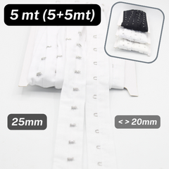 5 meters Cotton Hook and Eye Tape, 25mm wide, Space between each Hooks 20mm, available in Black, White or Offwhite #RUB1302