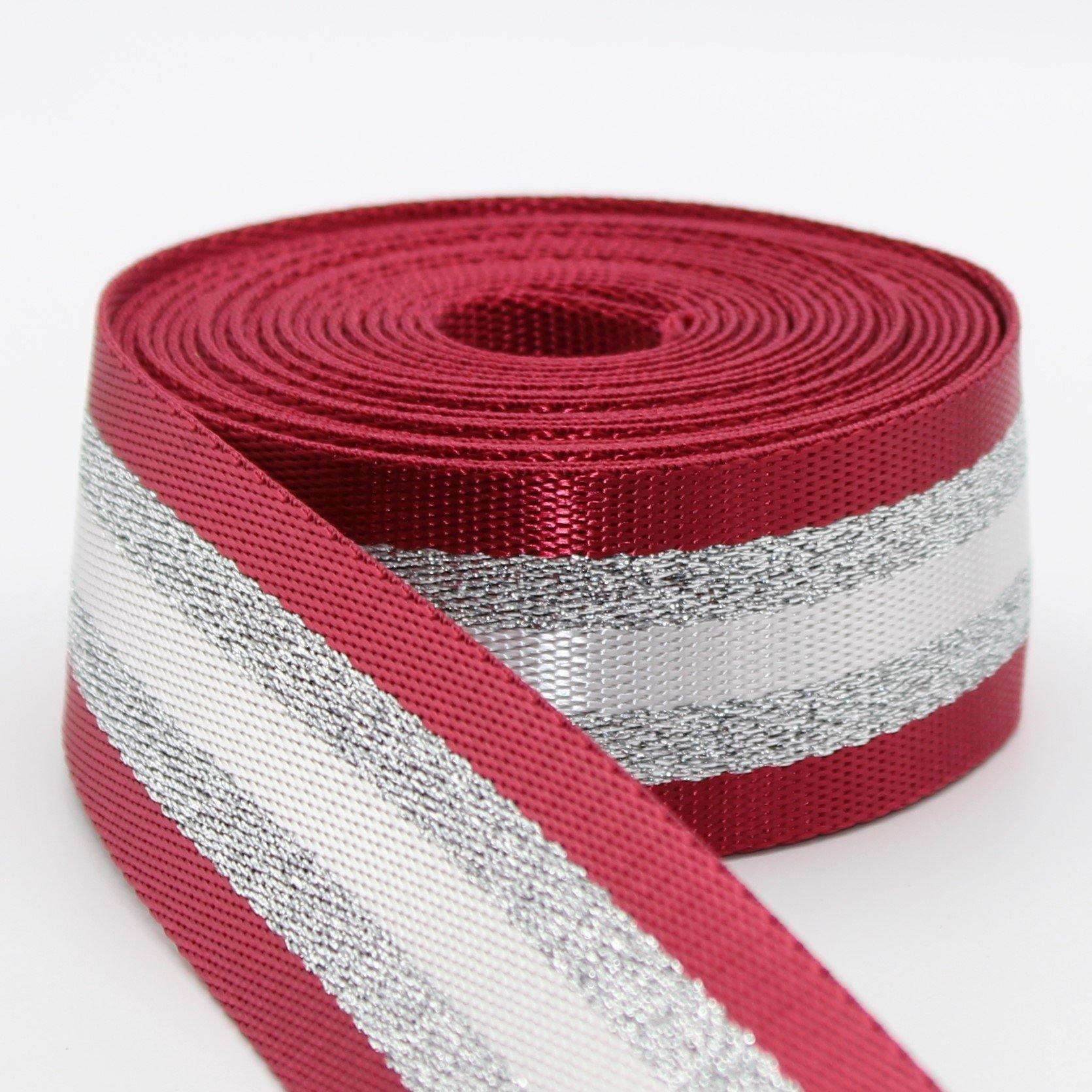 5 meters Shiny Lurex Striped Webbing 38mm #RUB1934 - ACCESSOIRES LEDUC BV