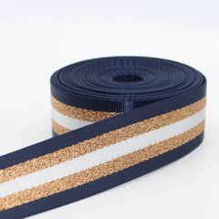 5 meters Shiny Lurex Striped Webbing 38mm #RUB1934 - ACCESSOIRES LEDUC BV