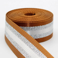 5 meters Shiny Lurex Striped Webbing 38mm #RUB1934 - ACCESSOIRES LEDUC BV