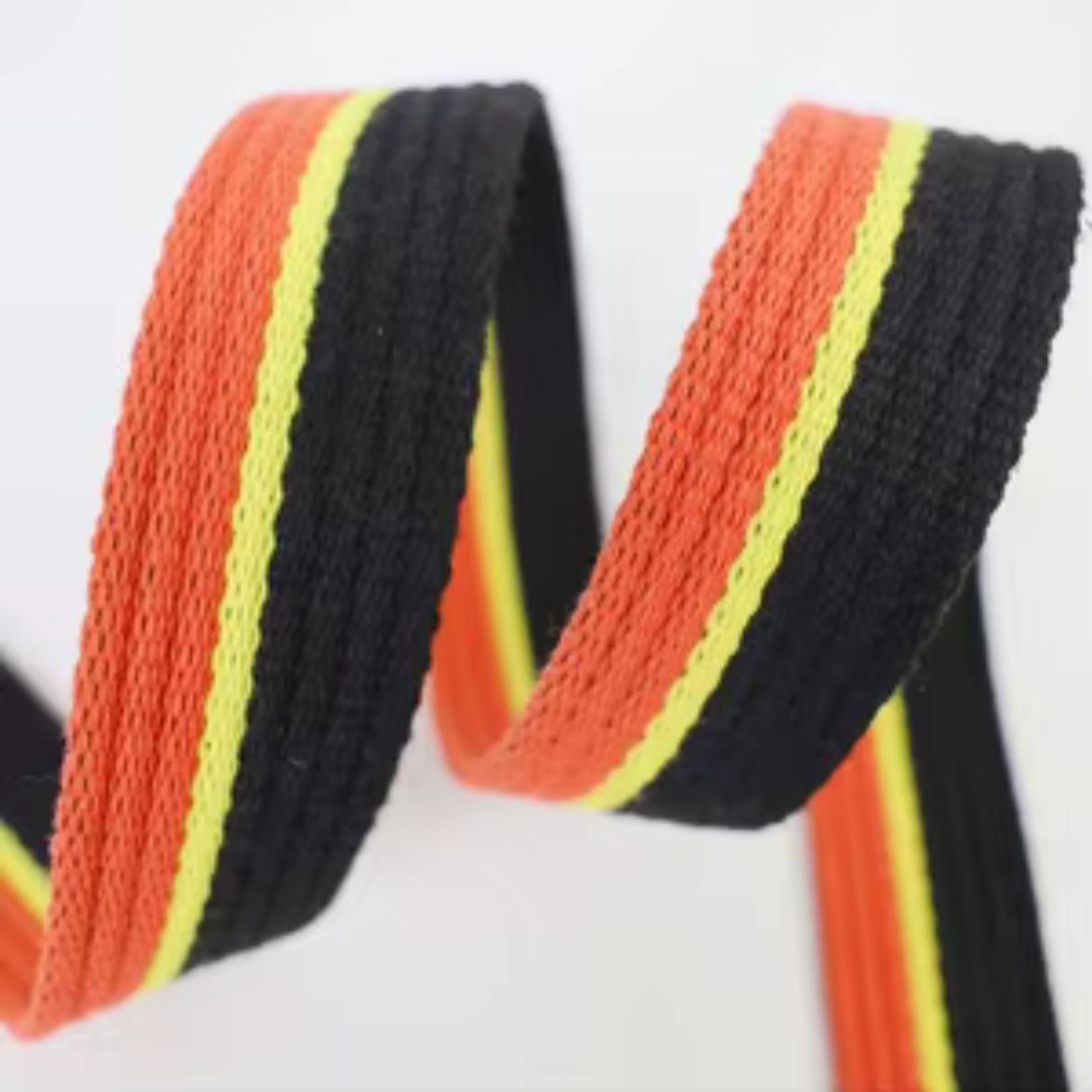 5 Meters 30mm Thick Striped Webbing Orange/Yellow/Black #RUB1968