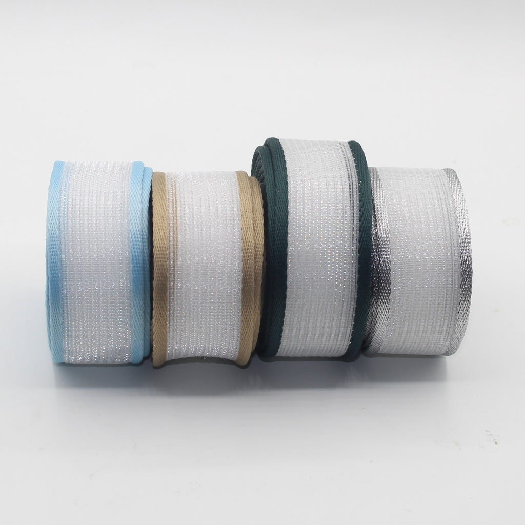Transparentes Gurtband 40 mm mit farbigen Kanten 5/10/45 m #RUB3535