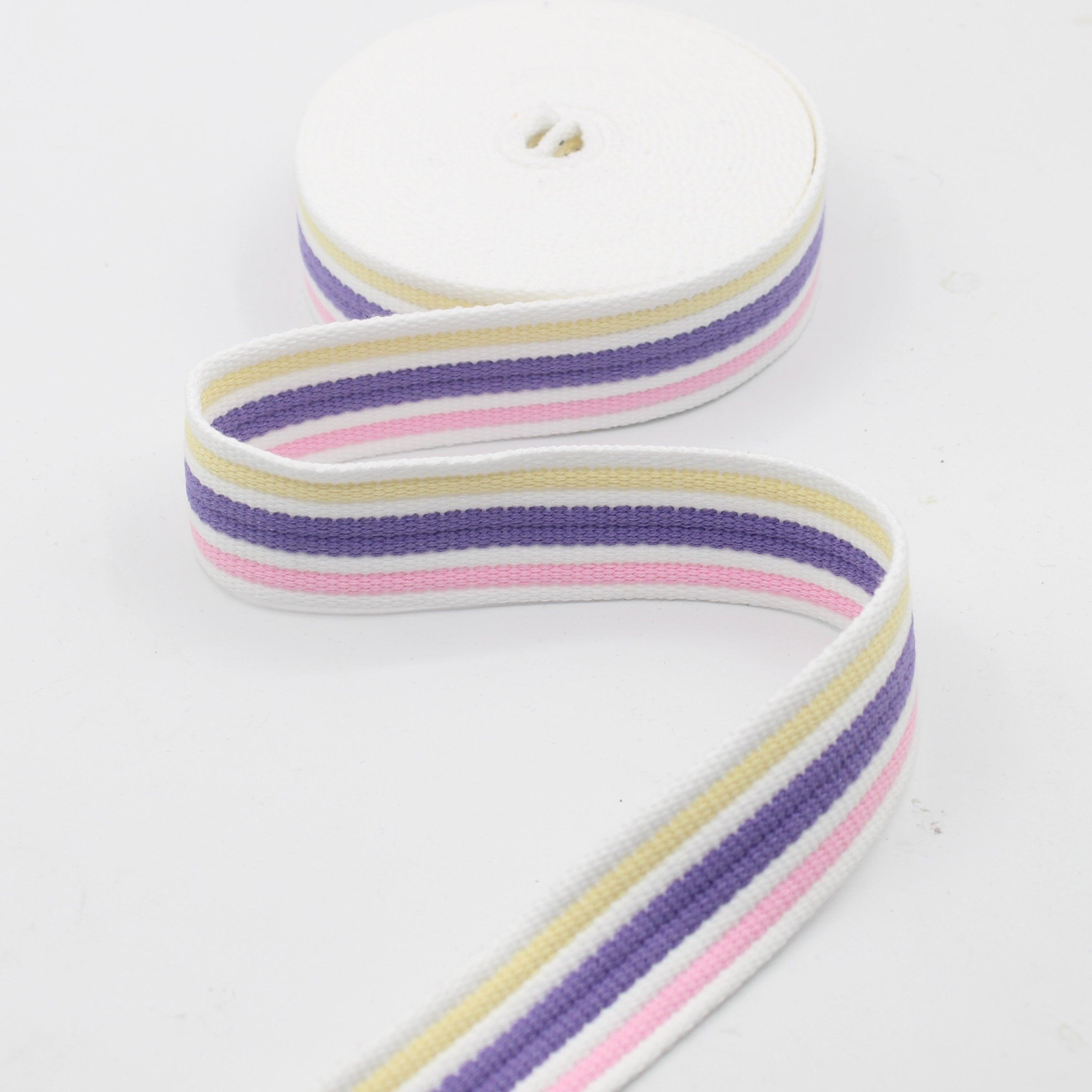 32mm Structured Webbing with Pastel Stripes 5/10/45mt #RUB3540 - ACCESSOIRES LEDUC BV
