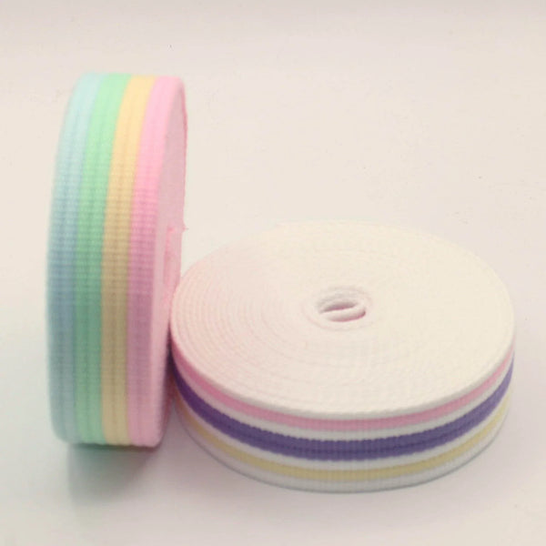 32mm Structured Webbing with Pastel Stripes 5/10/45mt #RUB3540 - ACCESSOIRES LEDUC BV