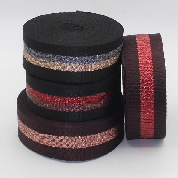 40mm Lurex Striped Webbing 5/10/45mt #RUB3549 - ACCESSOIRES LEDUC BV