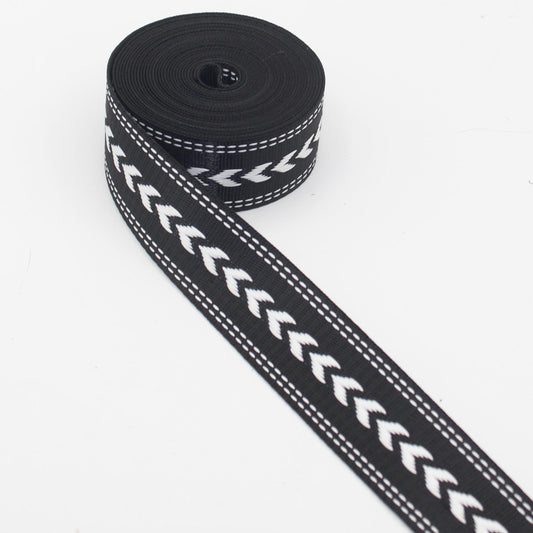 5 meters 38mm Polyester Shiny Webbing with Arrows #RUB3553 - ACCESSOIRES LEDUC BV