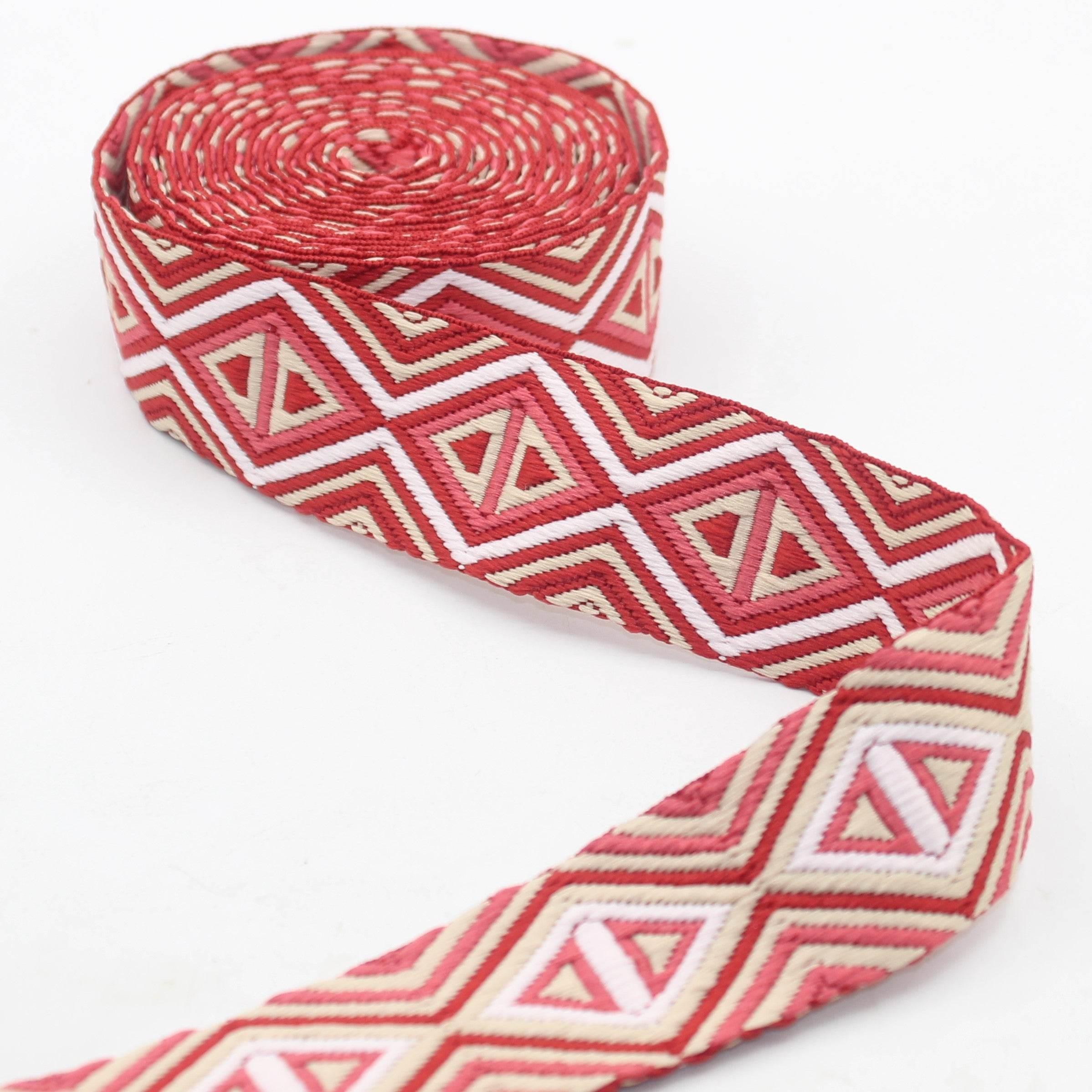 5 meters Ethnic Diamonds 38mm Webbing #RUB3564 - ACCESSOIRES LEDUC BV