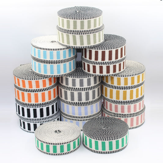 10 meters 32mm or 38mm Railway Colorful Polyester Tricolor Webbing #RUB3571 - ACCESSOIRES LEDUC BV