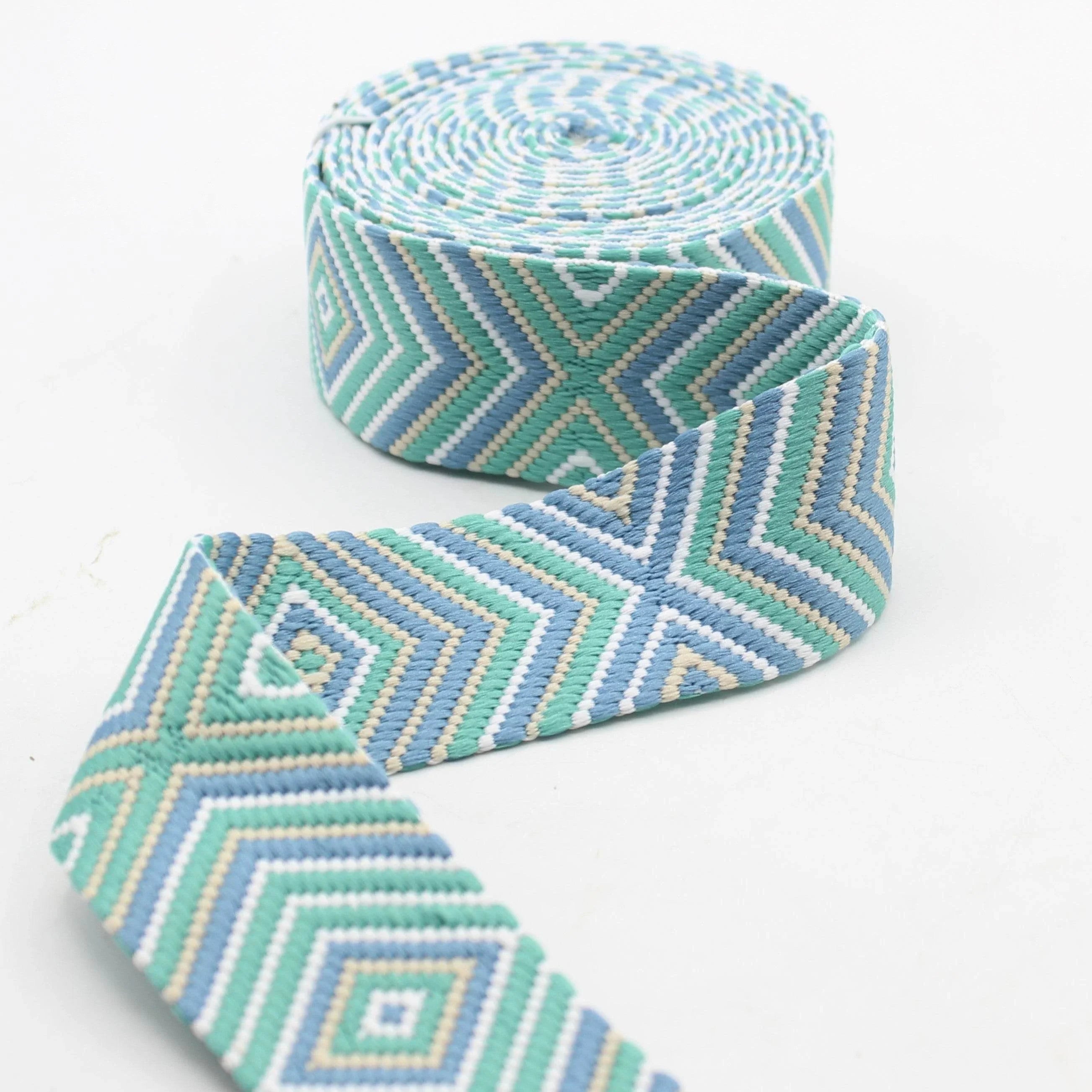 5 meters Ethnic Diamond Shape Webbing 40mm #RUB3573 - ACCESSOIRES LEDUC BV