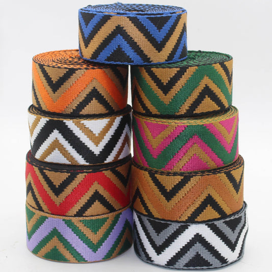 5 meters Ethnic Big Zig Zag Webbing 40mm #RUB3574