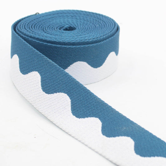 5 meters Bicolor Wave Design Webbing 40mm #RUB3576 - ACCESSOIRES LEDUC BV