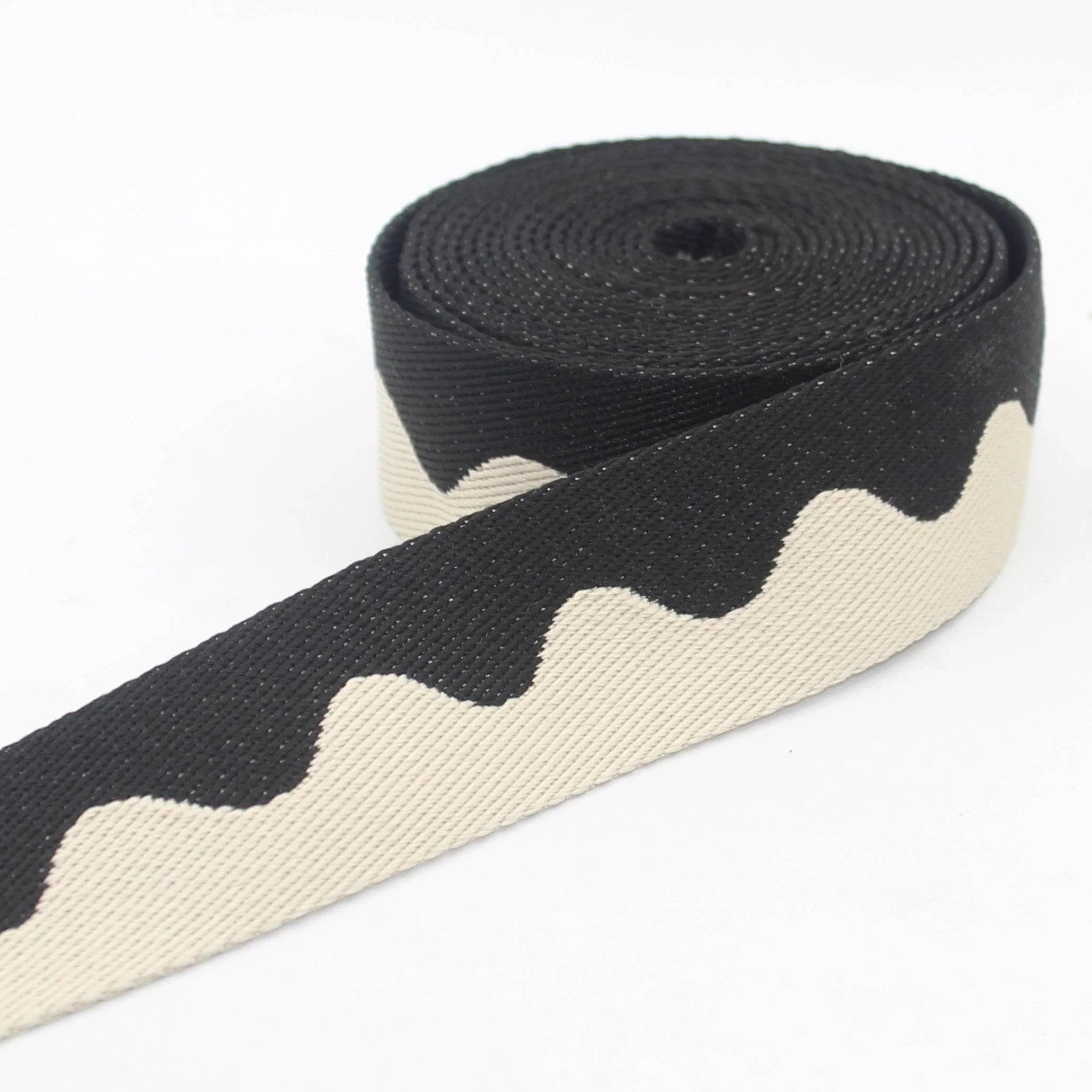 5 meters Bicolor Wave Design Webbing 40mm #RUB3576 - ACCESSOIRES LEDUC BV
