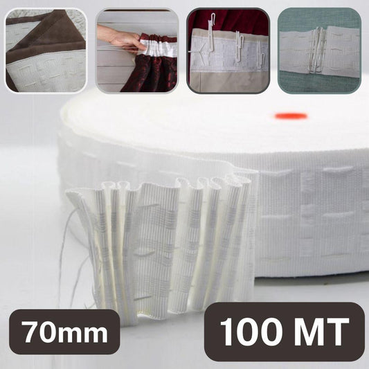 Roll of 100 meters of Universal Curtain Tape 70mm - ACCESSOIRES LEDUC BV