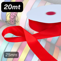 20 meters Italian Double Sided Satin Ribbon - Gold or Red - ACCESSOIRES LEDUC BV