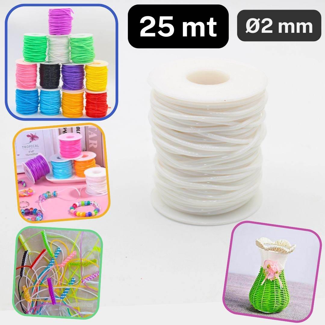 25 meters Round Plastic Cords 2mm Wide, PVC for Jewelry Making or DIY - Scoubidou - ACCESSOIRES LEDUC BV