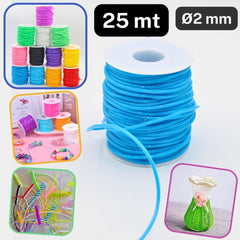 25 meters Round Plastic Cords 2mm Wide, PVC for Jewelry Making or DIY - Scoubidou