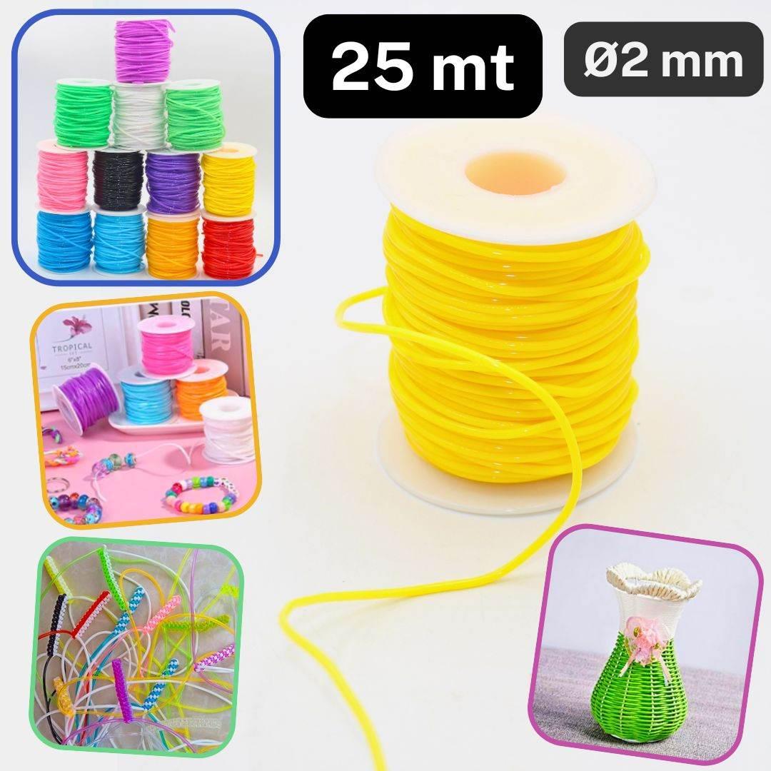 25 meters Round Plastic Cords 2mm Wide, PVC for Jewelry Making or DIY - Scoubidou - ACCESSOIRES LEDUC BV