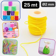 25 meters Round Plastic Cords 2mm Wide, PVC for Jewelry Making or DIY - Scoubidou