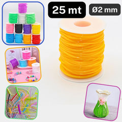 25 meters Round Plastic Cords 2mm Wide, PVC for Jewelry Making or DIY - Scoubidou