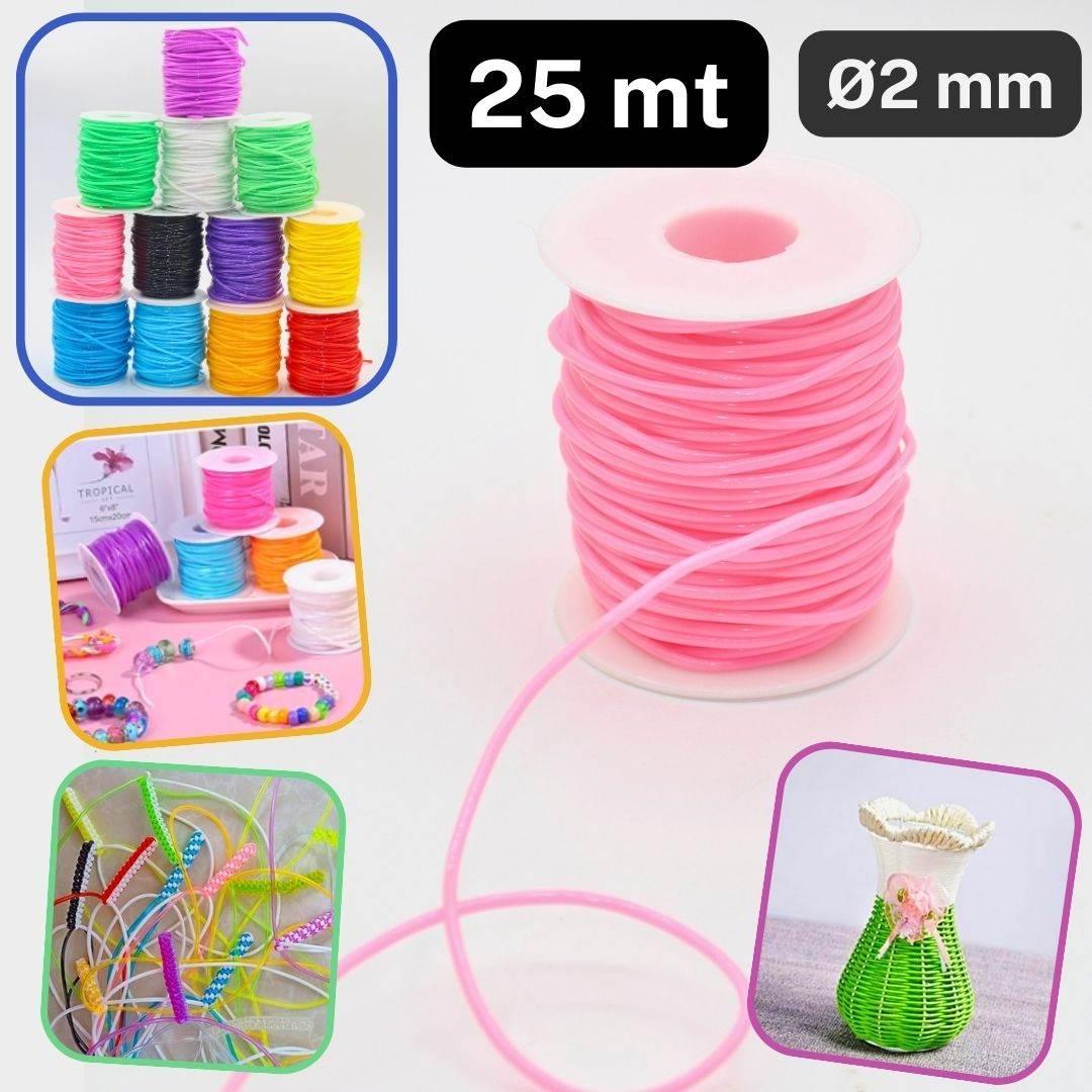 25 meters Round Plastic Cords 2mm Wide, PVC for Jewelry Making or DIY - Scoubidou - ACCESSOIRES LEDUC BV