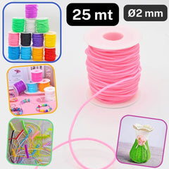 25 meters Round Plastic Cords 2mm Wide, PVC for Jewelry Making or DIY - Scoubidou