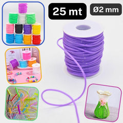 25 meters Round Plastic Cords 2mm Wide, PVC for Jewelry Making or DIY - Scoubidou