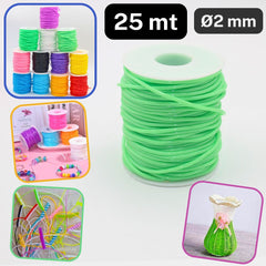 25 meters Round Plastic Cords 2mm Wide, PVC for Jewelry Making or DIY - Scoubidou