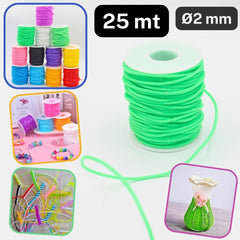 25 meters Round Plastic Cords 2mm Wide, PVC for Jewelry Making or DIY - Scoubidou