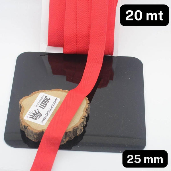 20 meters 20 or 25mm Wide 100% Cotton Herringbone tape (21 colours to chose from!) - ACCESSOIRES LEDUC BV
