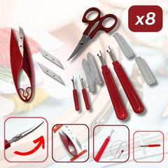 Curved Embroidery Scissors + Thread Cutter + 2 Large and 2 Small Stitch Rippers Set - ACCESSOIRES LEDUC BV