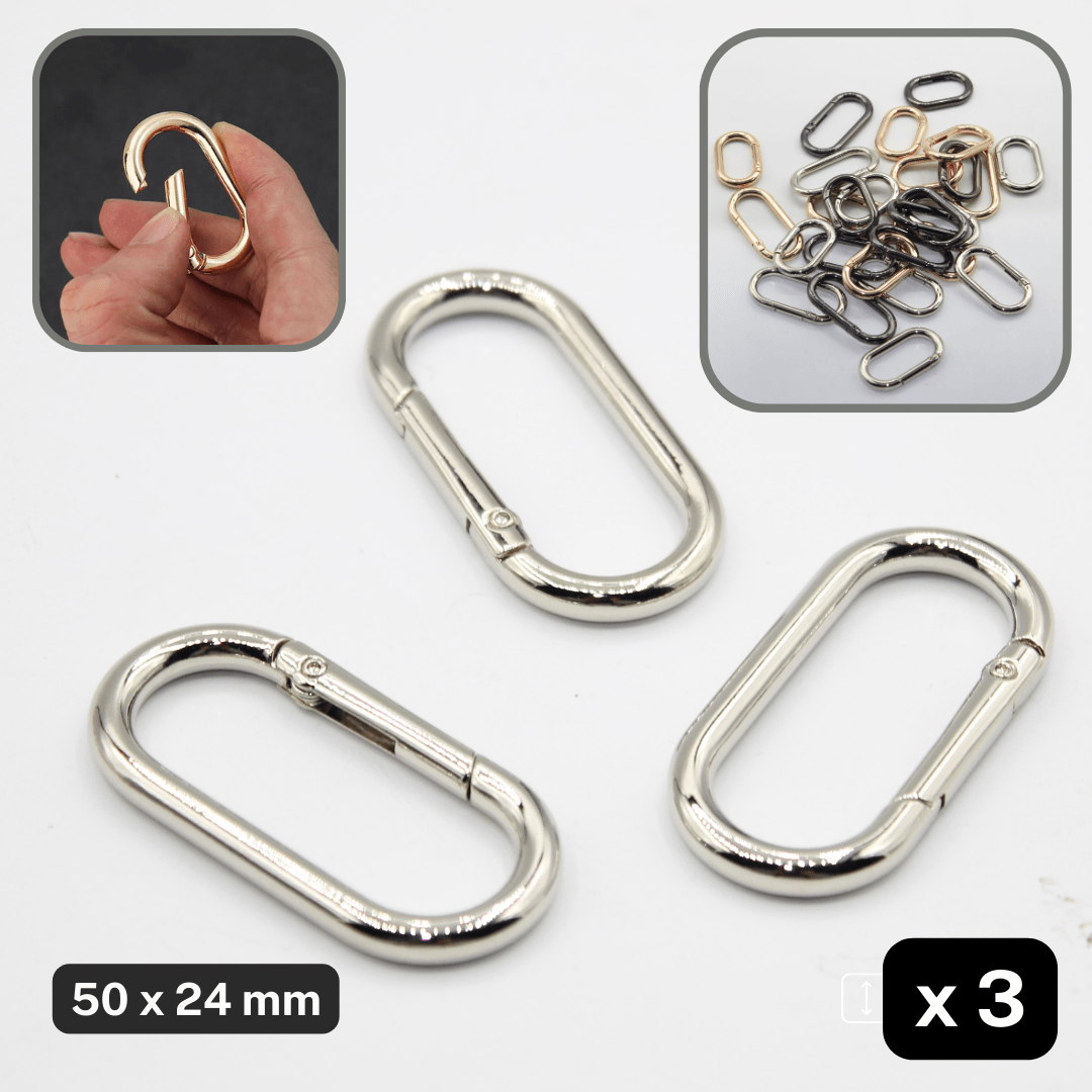 Set of 3 Clipsable Oval Buckles size 25, 32 or 38mm available in Lightgold, Silver or Gunmetal colours #BMEx020 - ACCESSOIRES LEDUC BV