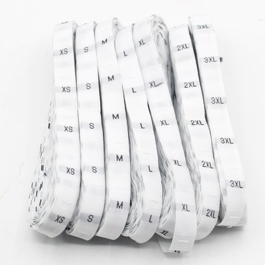 Set of 7*500 Size labels XS S M L XL 2XL 3XL - total 3500pcs #HAB1x021 - Black or White - ACCESSOIRES LEDUC BV