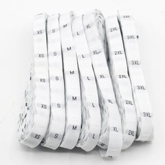 Set of 7*500 Size labels XS S M L XL 2XL 3XL - total 3500pcs #HAB1x021 - Black or White