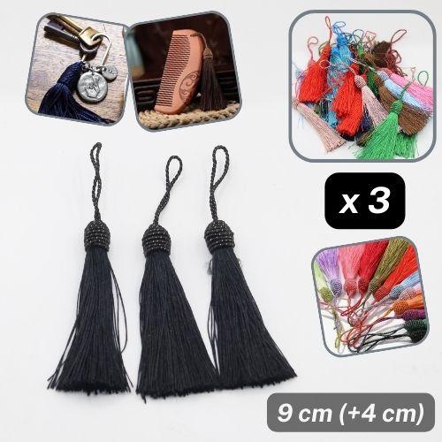 3 Tassels, Viscose, Total Heigth 9cm, Tassel heigth 4cm available in many Colours - ACCESSOIRES LEDUC BV