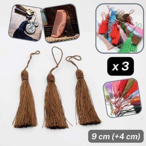 3 Tassels, Viscose, Total Heigth 9cm, Tassel heigth 4cm available in many Colours - ACCESSOIRES LEDUC BV