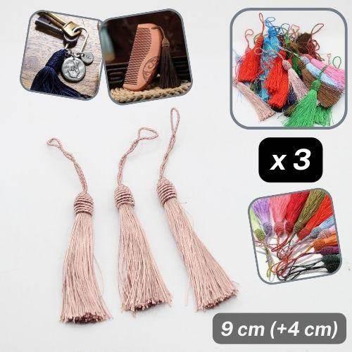 3 Tassels, Viscose, Total Heigth 9cm, Tassel heigth 4cm available in many Colours - ACCESSOIRES LEDUC BV