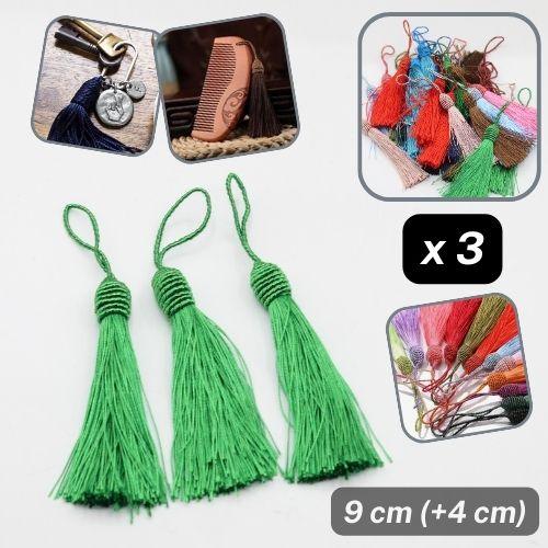 3 Tassels, Viscose, Total Heigth 9cm, Tassel heigth 4cm available in many Colours - ACCESSOIRES LEDUC BV