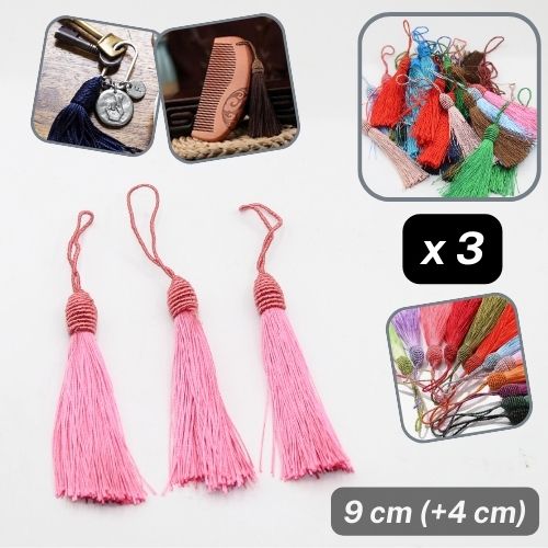 3 Tassels, Viscose, Total Heigth 9cm, Tassel heigth 4cm available in many Colours