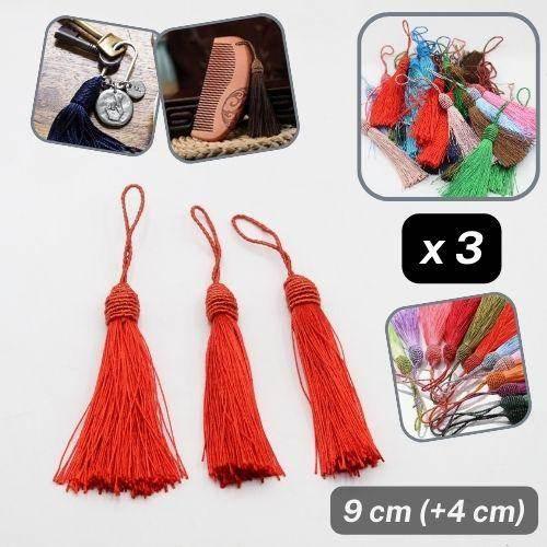 3 Tassels, Viscose, Total Heigth 9cm, Tassel heigth 4cm available in many Colours - ACCESSOIRES LEDUC BV