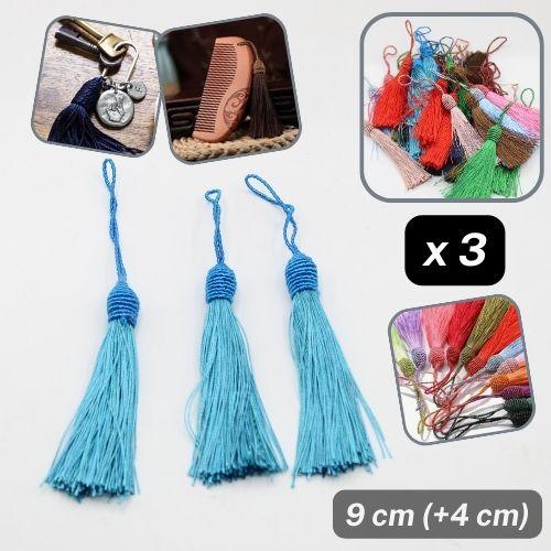 3 Tassels, Viscose, Total Heigth 9cm, Tassel heigth 4cm available in many Colours - ACCESSOIRES LEDUC BV